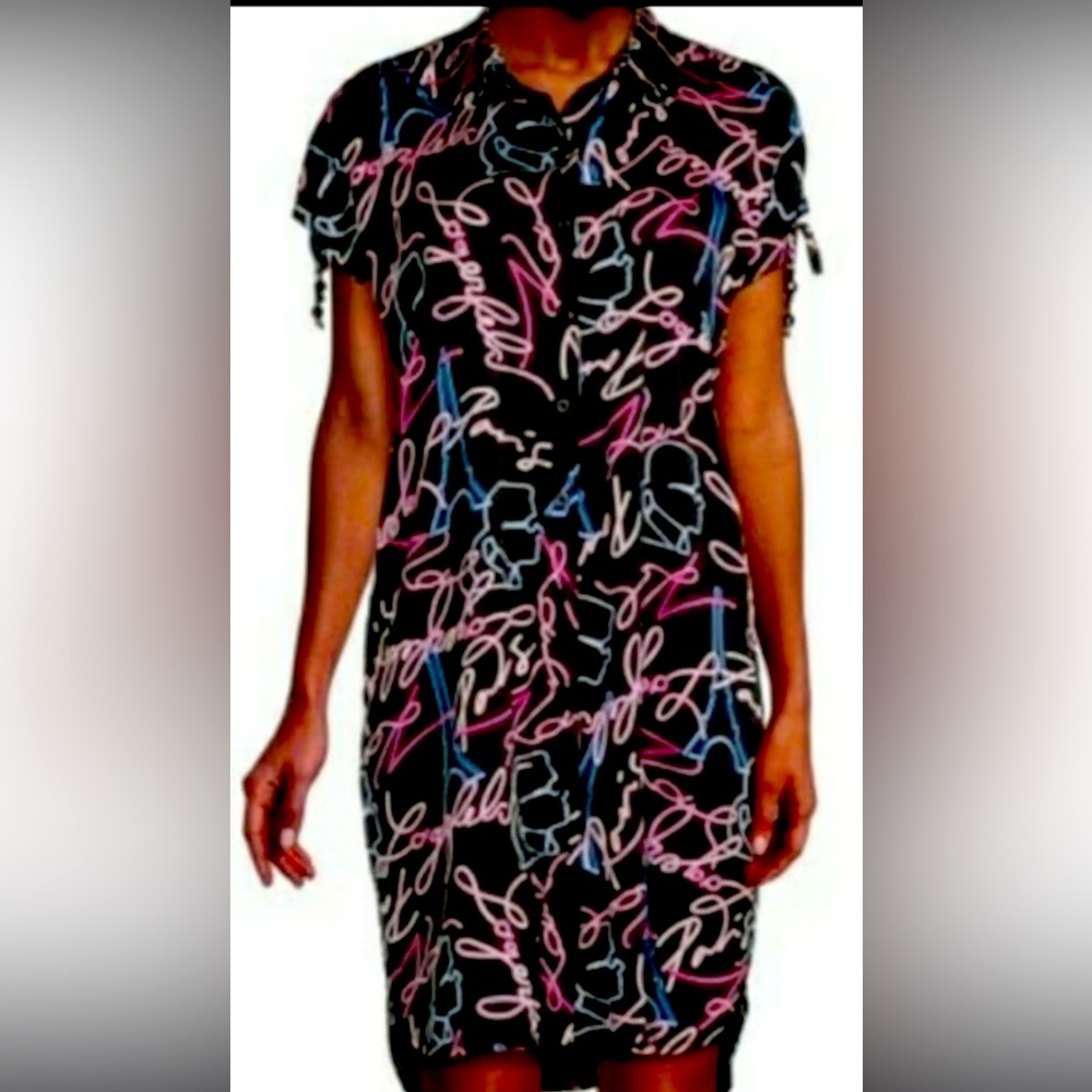 Karl Lagerfeld Neon Print Shirt Dress size 10